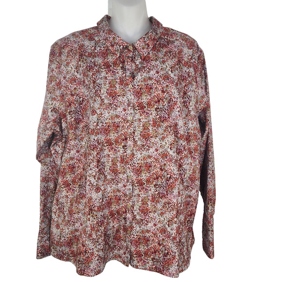 Eddie Bauer Shirt XXL Stretch Wrinkle Resistant Button Red Abstract Long Sleeve - Picture 1 of 10
